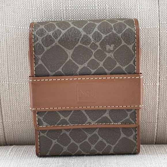 Nina Ricci Vintage Cigarette case/Card case Brown Signature Leather Case - Picture 1 of 12